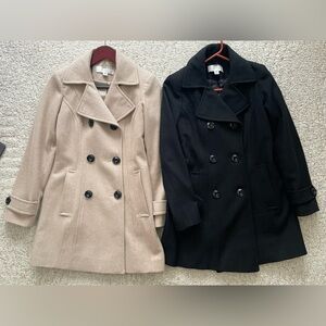 Pair - Anne Klein Pea Coats Black Tan XS